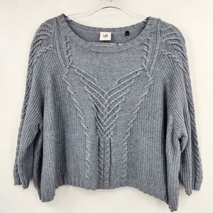 Cabi Short & Sweet Cropped Cable Knit Sweater Womens Size Small Blue Gray